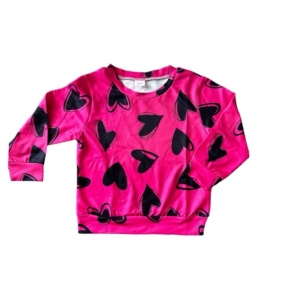 Toddler Girls Hot Pink With Black Hearts Valentines Day Sweater ๐ - Picture 6 of 6